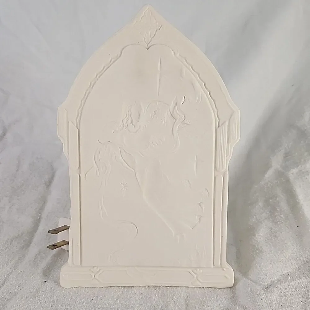 Vintage Beautiful Porcelain Bisque Flying Angel Light Nightlight Decor Enesco